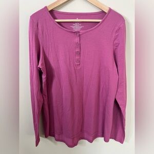 Tommy John Long Sleeve Henley Top Size XL Pink